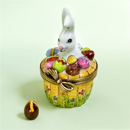 Picture of Limoges Easter Bunny in Basket with Eggs Box 