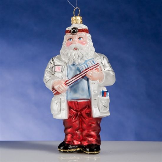 Picture of Santa Dentist Christmas Glass Ornament from Poland