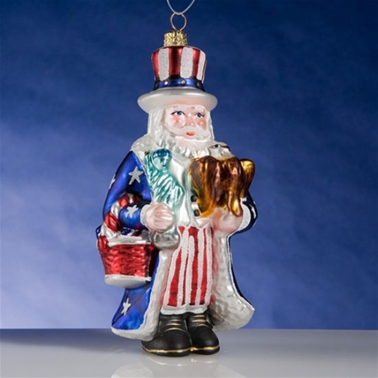 Picture of Santa Uncle Sam Christmas Glass Ornament from Poland