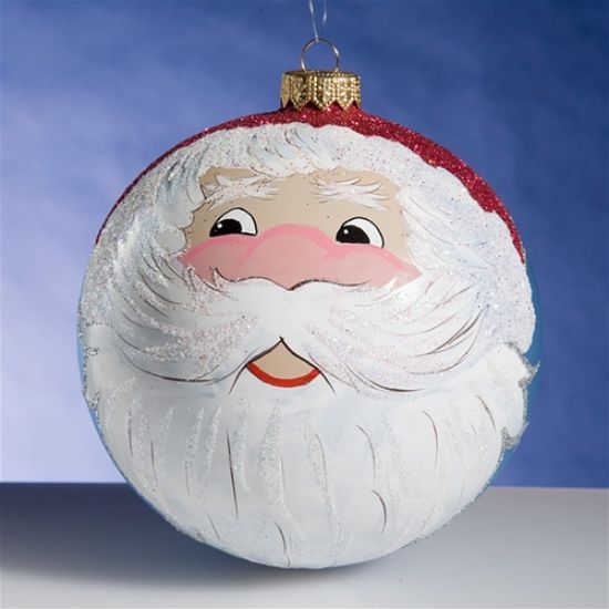 Picture of Santa Smiling Polish Glass Christmas Ornament