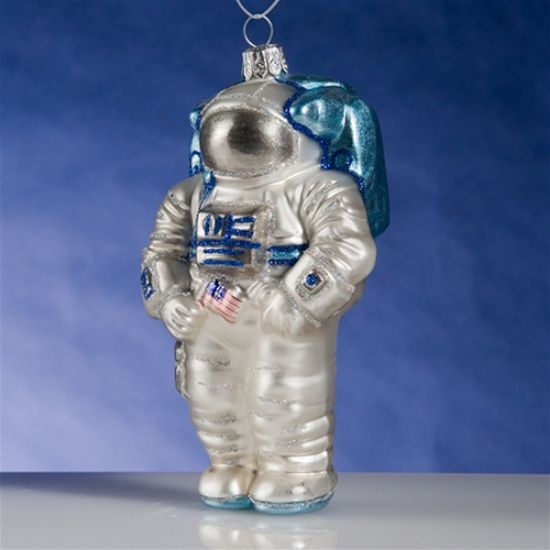 Picture of Man on the Moon Polish Glass Christmas Ornament 