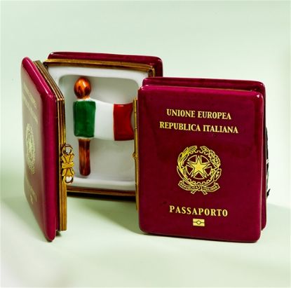 Picture of Limoges Italian Passport with Flag Box, Each.