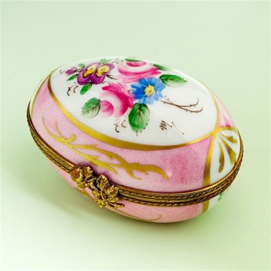 Picture of Limoges Pink Egg with Bouquet Box
