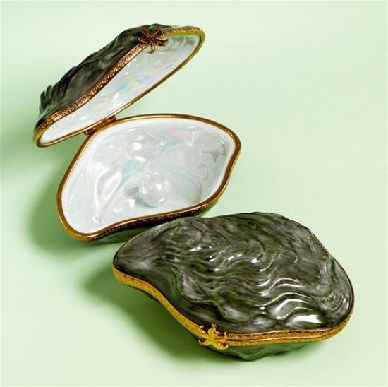 Picture of Limoges Green Oyster with Pearl Box, Each.