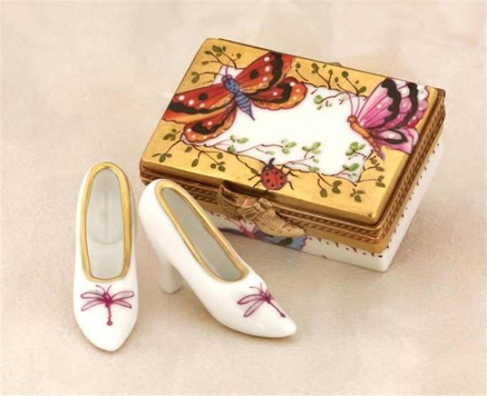 Picture of Limoges Dragonfly Shoes in Gold Box with Butterfly
