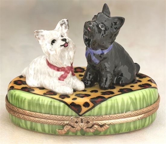 Picture of Limoges Black and White Westies on Elegant Cover Box