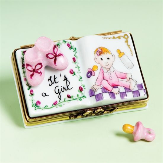 Picture of Limoges It's a Girl Baby  Book Box with Shoes and Pacifier
