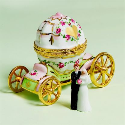 Picture of Limoges Wedding Carriage Box with Couple