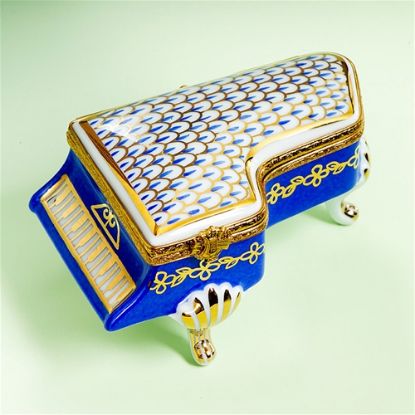 Picture of Limoges Blue and Gold Shell Grand Piano Box