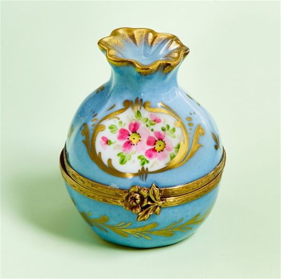 Picture of Limoges Turquoise Bag Box with a Rose