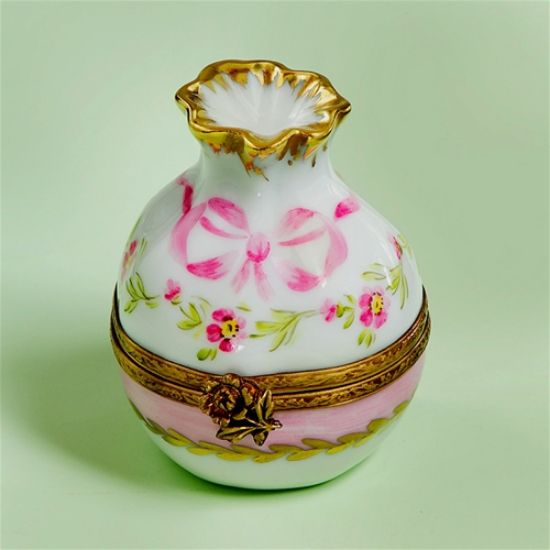 Picture of Limoges Pink Ribbons and Flowers Bag Box