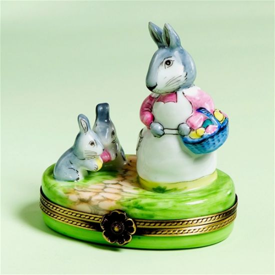 Picture of Limoges Gray Mama Rabbit and Babies Box