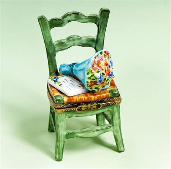 Picture of Limoges Green Chair with Flowers and Letter Box