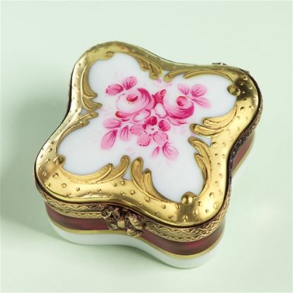 Picture of Limoges Antique Style Pink Roses and Gold Miniature Box