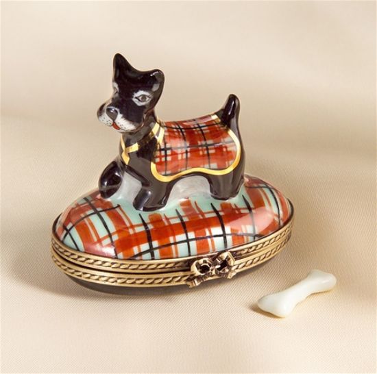 Picture of Limoges Dog with Coat and Bone Box