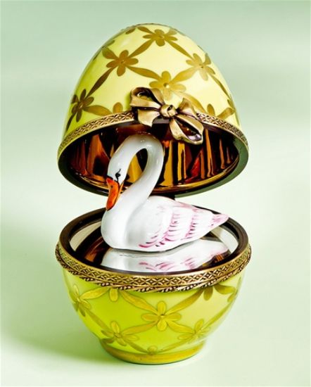 Picture of Limoges Faberge Style  Yellow Gold Egg with Swan Box