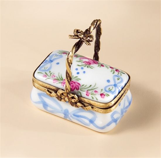 Picture of Limoges Roses and Blue Ribbons Basket Box 