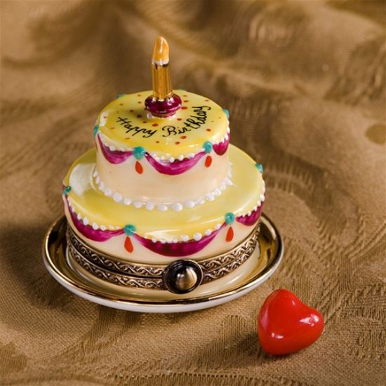 Picture of Limoges Lemon Happy Birthday Cake Box with Gift 