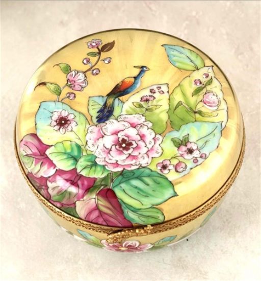 Picture of Limoges Pheasant on Gold with Flowers Box
