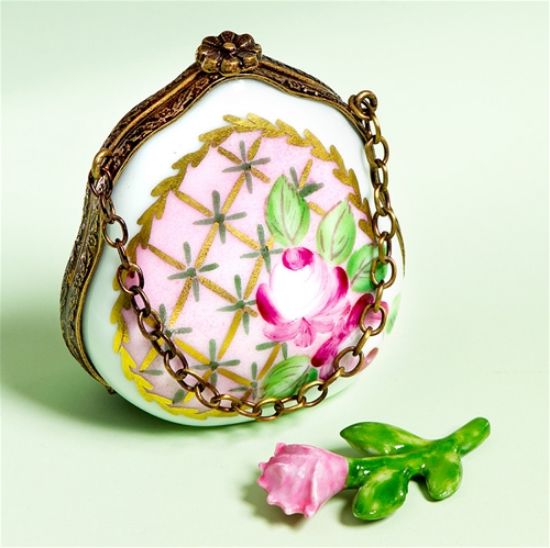 Picture of Limoges Purse with Pink Rose Box and Flower
