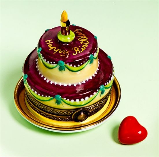 Picture of Limoges  Birthday Cake  Box with Candle and Heart