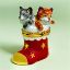 Picture of Limoges Orange and Gray Cats in Christmas Boot Box