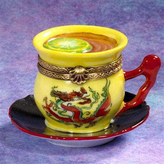 Picture of Limoges Oriental Dragon Cup and Saucer  with Lemon Box