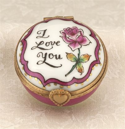 Picture of Limoges I Love you with a Red Rose Box