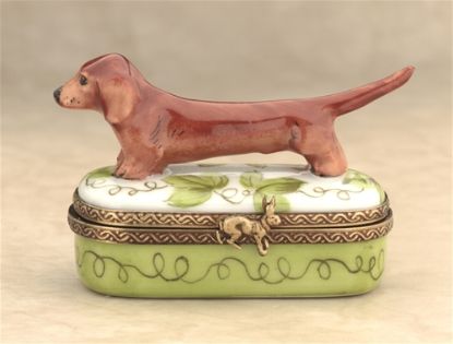 Picture of Limoges Brown Dachshund on Grass Box