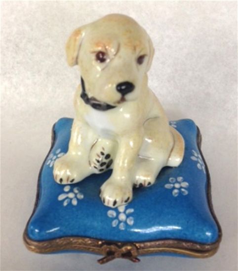 Picture of Limoges Yellow Lab on PIllow box