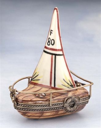Picture of Limoges Brown Sailboat Box 