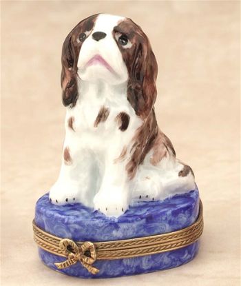 Picture of Limoges Brown and White King Charles Cavalier  Dog Box
