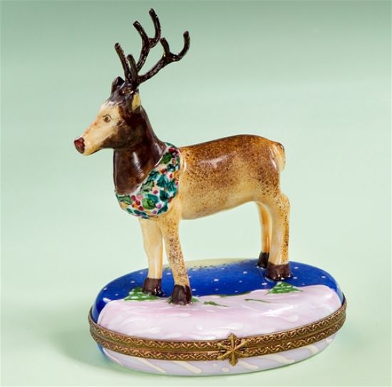 Picture of Limoges Reindeer with Wreath Box