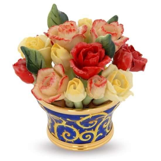 Picture of Halcyon Days Mixed Roses Bouquet Bonbonniere Enamel