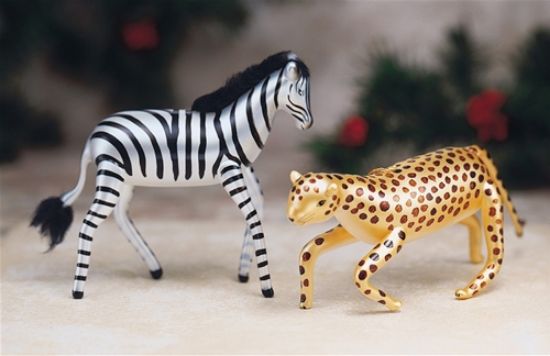 Picture of De Carlini Zebra and Leopard  Christmas Ornaments