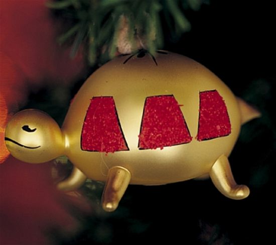 Picture of Gold Turtle with Red Accents Christmas Ornament  