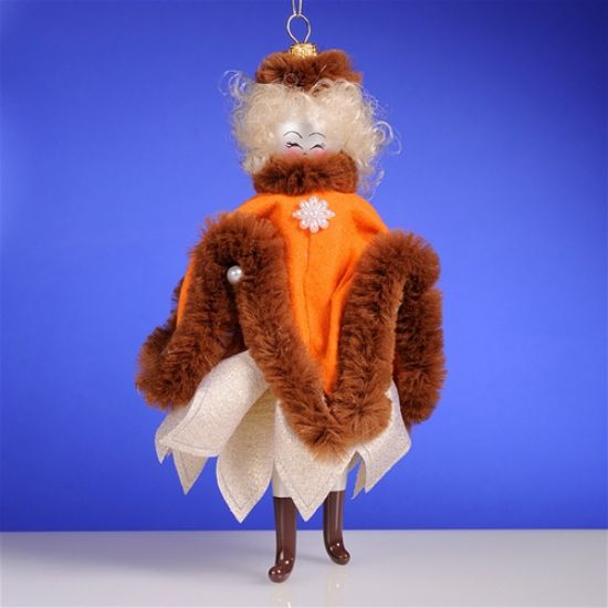 Picture of De Carlini Blonde in Orange Cape with Fur Ornament