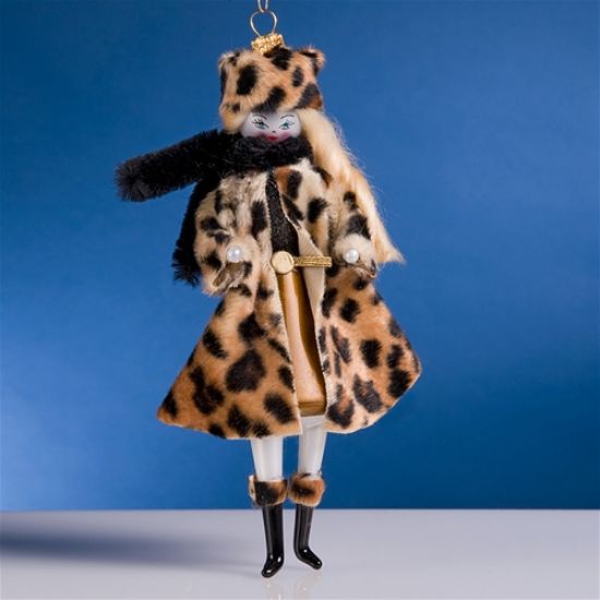 Picture of De Carlini Lady in Leopardo Coat Ornament 