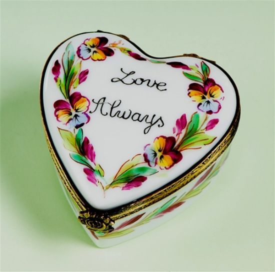 Picture of Limoges "Love Always" Pansies Heart Box