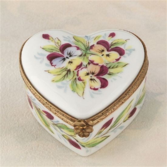 Picture of Limoges Heart with Pansies Box