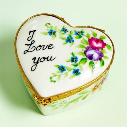 Picture of Limoges I Love You heart with Two Roses Box