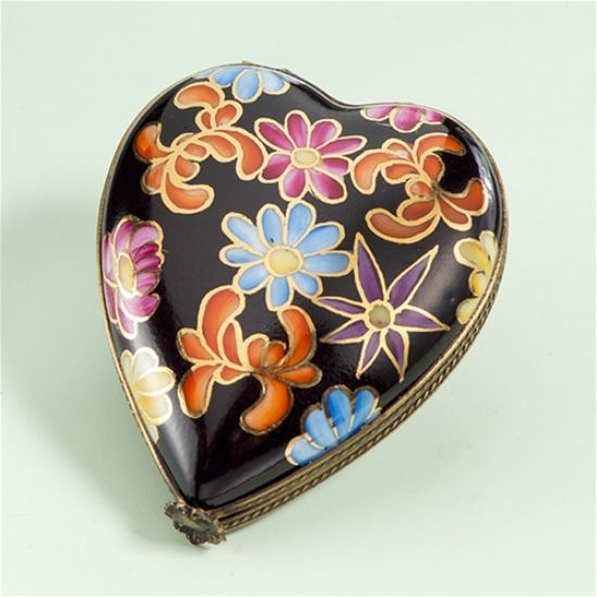 Picture of Limoges Black Floral Heart Box