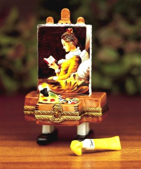 Picture of Limoges Portrait of a Girl Reading Painting Box