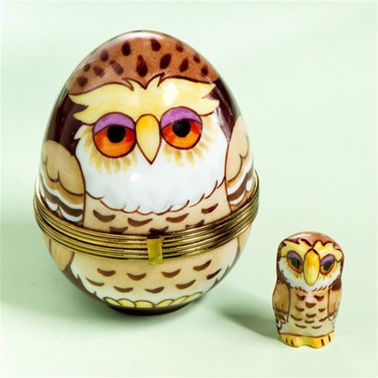 Picture of Limoges Owl Egg Box with Baby Owl