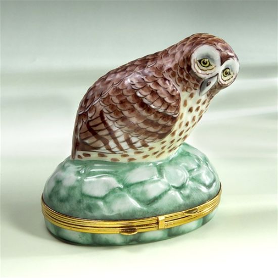 Picture of Limoges Big Owl Box on Green Stone Box 