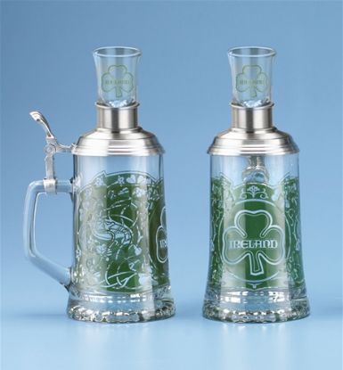 Picture of Ireland Father and Son German Glass Beer Stein with Pewter Lid, Each 