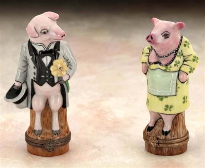 Picture of Limoges Mr and Mrs Pig Boxes Set of 2 