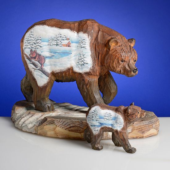Picture of Russian Wooden Mother and Baby Bears 