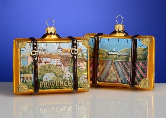 Picture of Provence Suitcase Polish Glass Christmas Ornament, Each.