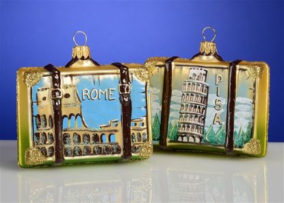 Picture of Rome Italy Suitcase Polish Glass Christmas Ornament, Each.